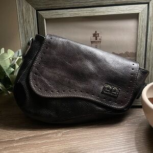 Bed Stu Distressed Black Leather Crossbody Bag